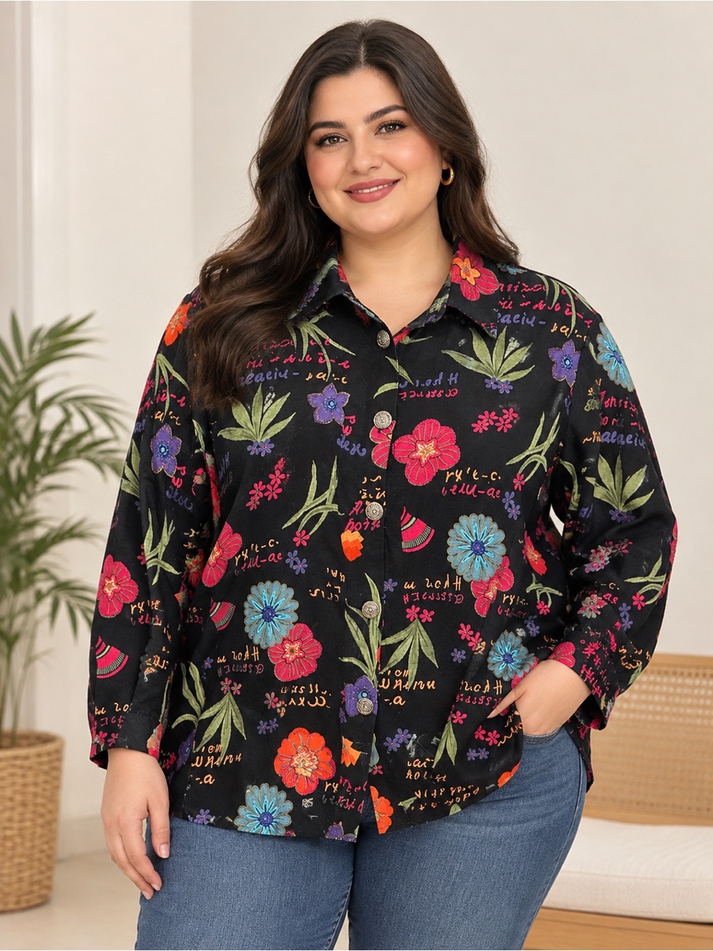 Vintage Mirasol Floral Tapestry Jacket 100% Cotton Made in India XL
